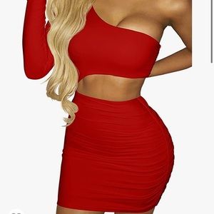 Longsleeve Red Sexy Cutout Mini Dress Size Large